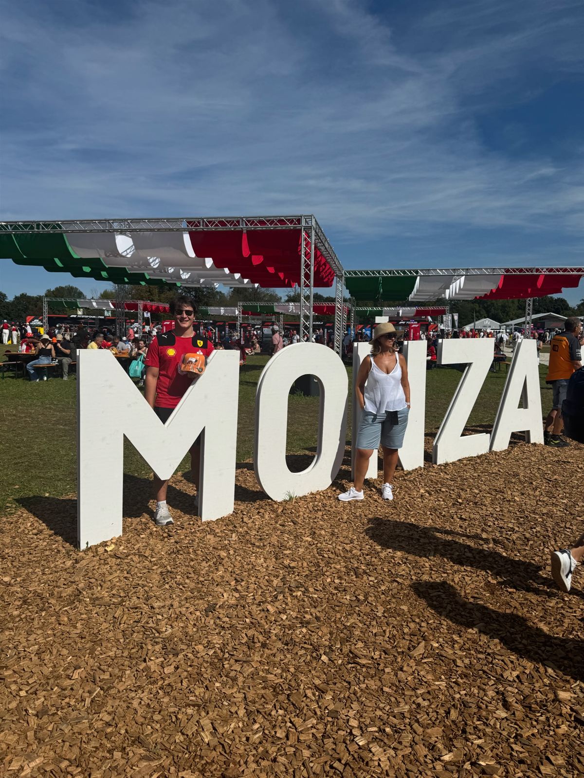 Ben at the Monza sign at the Italian Grand Prix