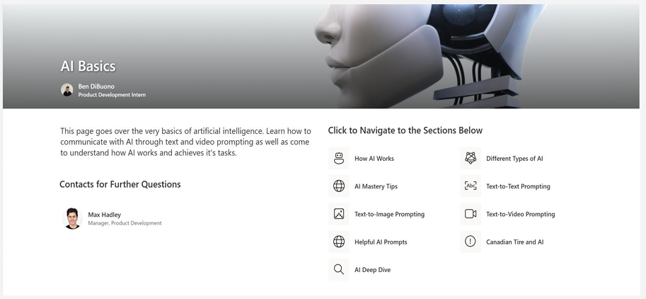 The AI Basics wiki page authored by Ben, with navigation to prompting guides and AI fundamentals